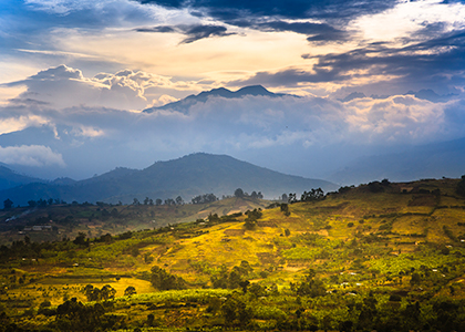 Udsigt over Rwenzori Mountains i Uganda